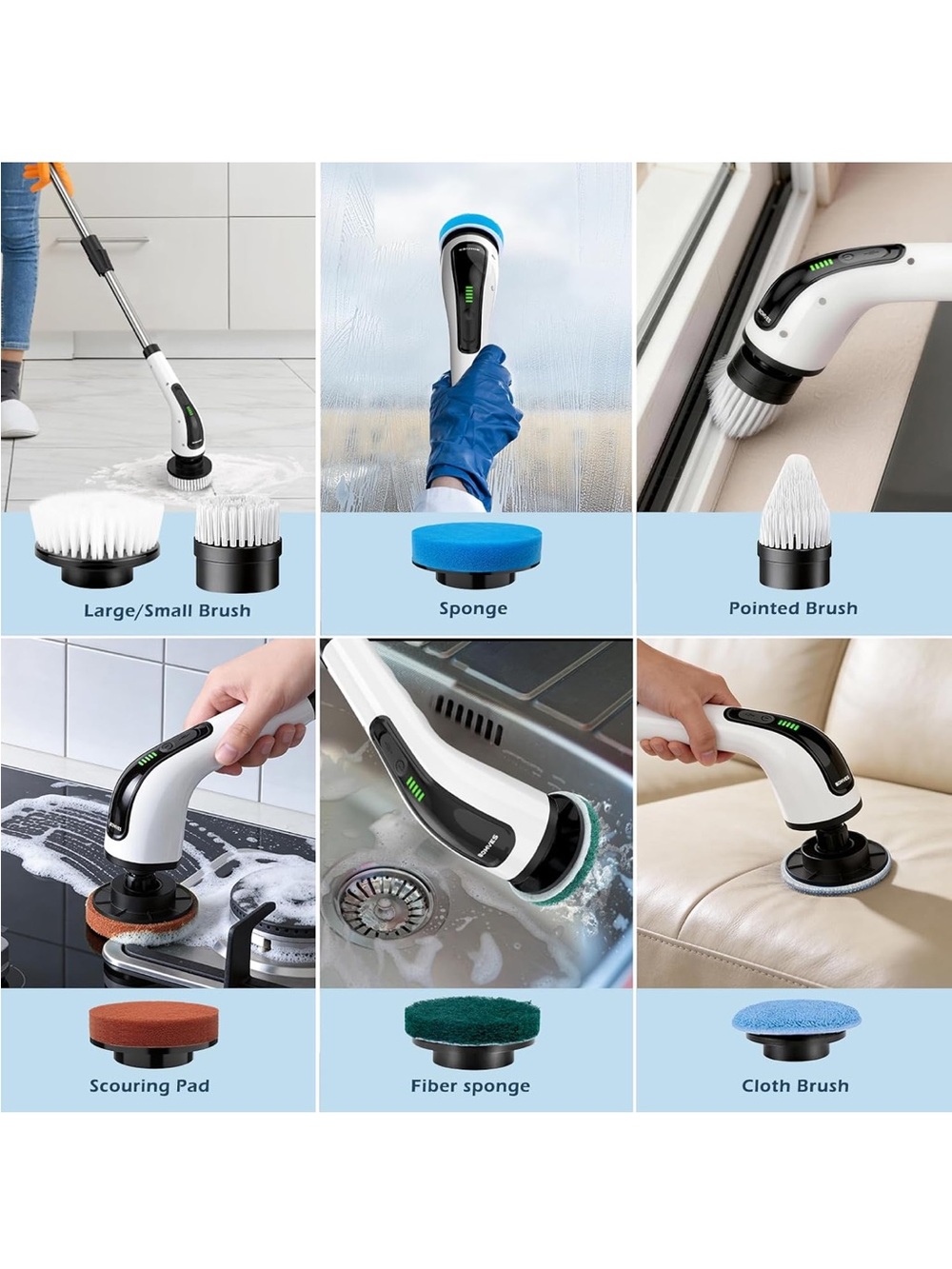8-in-1 Electric Cleaning Brush - White - Picture 6 of 8
